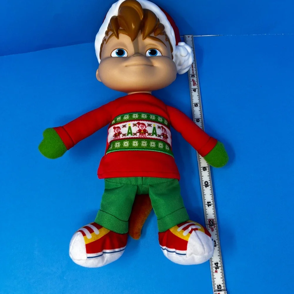 Fisher Price Alvin Chipmunks 14 inch Red Green Christmas Santa Hat‎ Plush